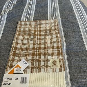 NWT Timberland Plaid Scarf in Brown and Cream